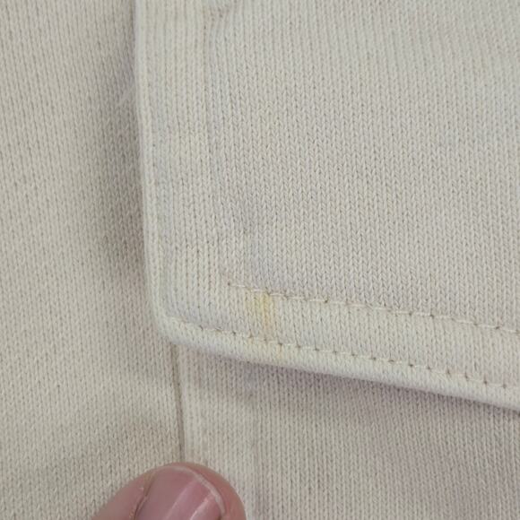 Good American Fleece Shacket Womens L/XL 3/4 Bone Casual Button Down Long Sleeve - Picture 12 of 14